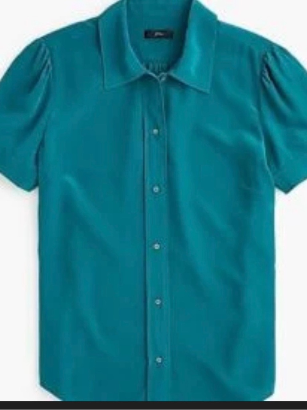 J. Crew Teal 100% Silk Short-Sleeve Button-Down Blouse Women’s Sz XS Preppy